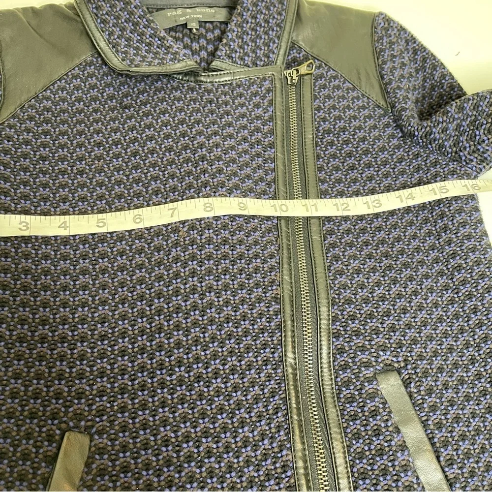 Rag & Bone Melinda Knit Boucle Biker Jacket wool & leather